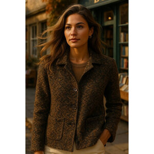 Vintage Chicos Design Tweed Cardigan Jacket 0 Quiet Luxury Old Money Parisian